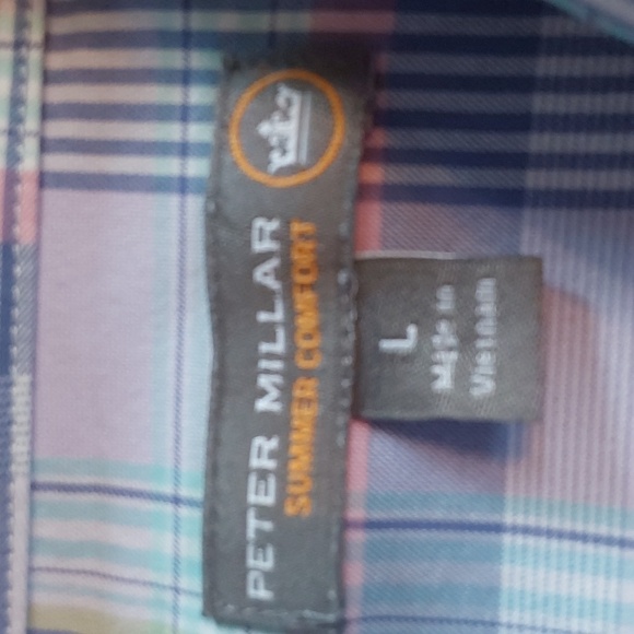 Peter Millar Southern comfort Purple/Pink Plaid Dress Shirt Preppy Office Sz.L - Picture 9 of 9